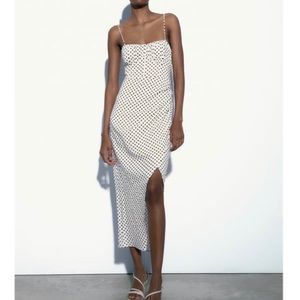 Zara Dotted Linen Blend Corset Dress - Size Large